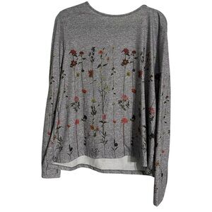 Floral Print Long Sleeve Top in Gray